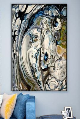 Tải file File tranh hiện đại pha lê gương KF77917 (gốc) chủ đề hoa sen