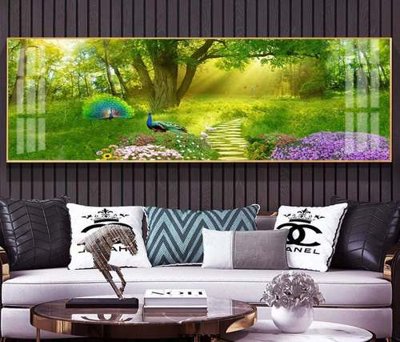 File gốc File tranh hiện đại pha lê gương KF79898 (in lụa) tranh mã đáo