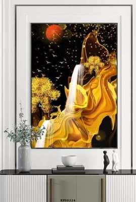 File in trần File tranh hiện đại pha lê gương KF80224 (file gốc) hoa văn 3D