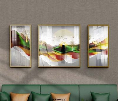 Hình ảnh file gốc in trần nhà File tranh hiện đại pha lê gương KF80419