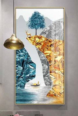 File in trần File tranh hiện đại pha lê gương KF81390 (file gốc) hoa văn 3D