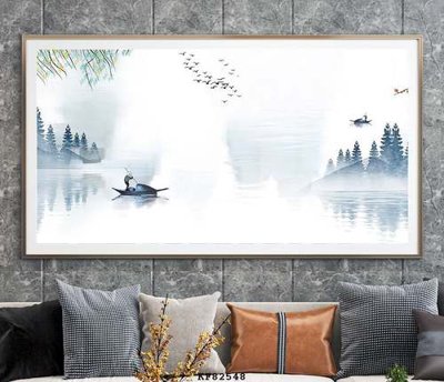 File gốc File tranh hiện đại pha lê gương KF82548 (in lụa) tranh thuận buồm