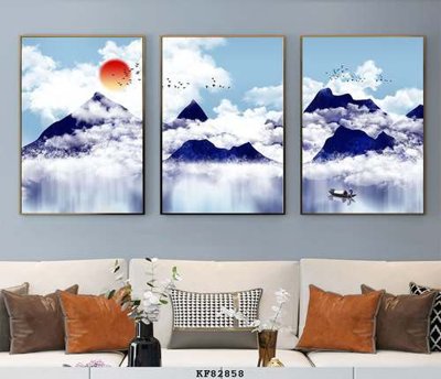 File in trần File tranh hiện đại pha lê gương KF82858 (bản gốc) mây trời