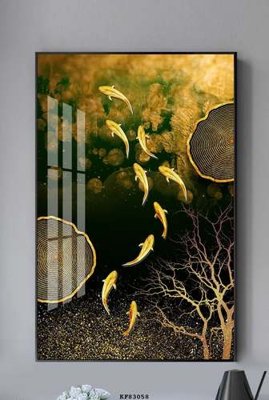 File tranh File tranh hiện đại pha lê gương KF83058 (file gốc) chủ đề phong thủy