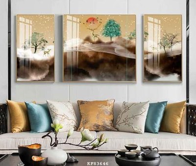 File in trần File tranh hiện đại pha lê gương KF83646 (bản gốc) hoa văn