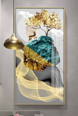 File gốc File tranh hiện đại pha lê gương KF84108 (in lụa) tranh mã đáo