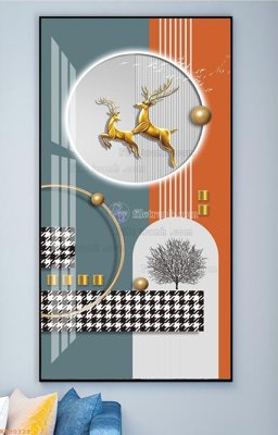 Tải file File tranh hiện đại pha lê gương KF90323 (gốc) chủ đề hoa sen