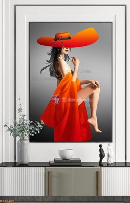 Tải file File tranh hiện đại pha lê gương KF90465 (gốc) chủ đề hoa sen