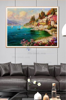 File gốc File tranh hiện đại pha lê gương KF90569 (in lụa) tranh mã đáo