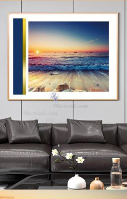 File gốc File tranh hiện đại pha lê gương KF90618 (in lụa) tranh thuận buồm