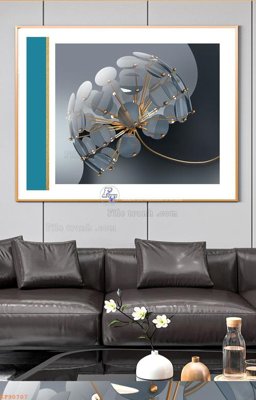 File gốc File tranh hiện đại pha lê gương KF90707 (in lụa) hoa văn cổ điển