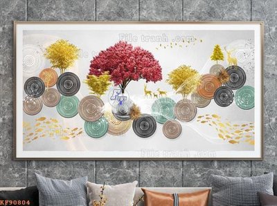 File tranh File tranh hiện đại pha lê gương KF90804 (bản gốc) treo phòng ăn