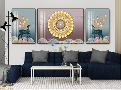 File in trần File tranh hiện đại pha lê gương KF90819 (bản gốc 3D) sống động