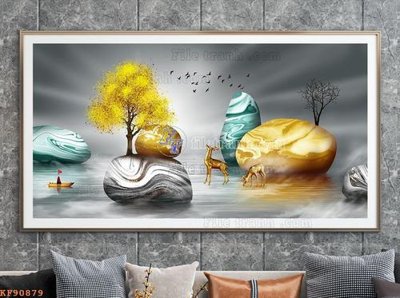 File in trần File tranh hiện đại pha lê gương KF90879 (bản gốc) đại dương