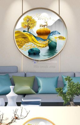 File tranh File tranh hiện đại pha lê gương KF90905 (ảnh gốc) in trần nhà