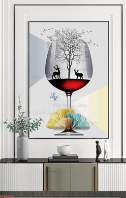 File tranh File tranh hiện đại pha lê gương KF90976 (bản gốc) in lụa dán tường
