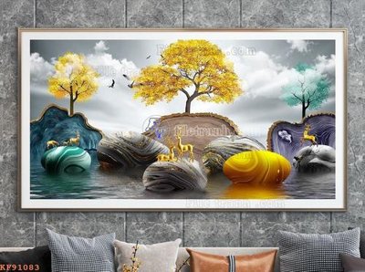 File gốc File tranh hiện đại pha lê gương KF91083 (PNG) chất lượng cao