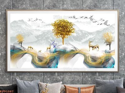 File in ấn File tranh hiện đại pha lê gương KF91087 (bản gốc) cao cấp