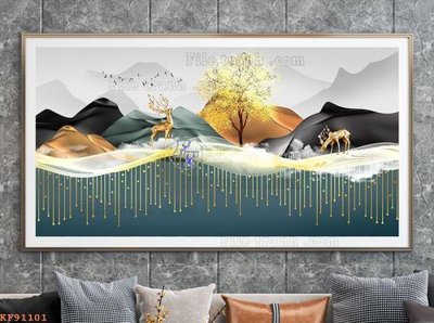 File gốc in mica File tranh hiện đại pha lê gương KF91101 chất lượng