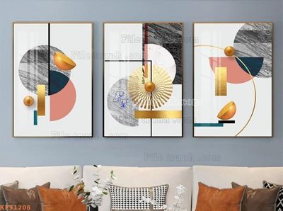 Tải file tranh gốc File tranh hiện đại pha lê gương KF91208 chất lượng cao