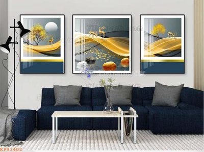 Tải file File tranh hiện đại pha lê gương KF91402 (gốc) chủ đề hoa sen