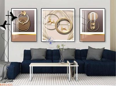 Tải file File tranh hiện đại pha lê gương KF91421 (gốc) chủ đề hoa sen