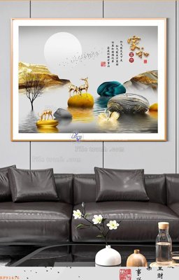 File in lụa File tranh hiện đại pha lê gương KF91476 (phong cảnh) File tranh hiện đại pha lê gương KF91476