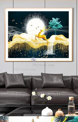 File gốc File tranh hiện đại pha lê gương KF91495 (in lụa) hoa văn cổ điển