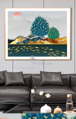 File gốc File tranh hiện đại pha lê gương KF91521 (in lụa) tranh mã đáo