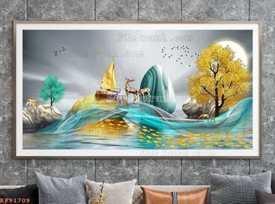 File gốc File tranh hiện đại pha lê gương KF91709 (phiên bản chuẩn) để in ấn