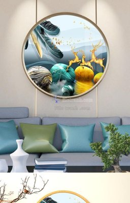 File in trần File tranh hiện đại pha lê gương KF92072 (file gốc) xuyên sáng