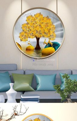 File in trần File tranh hiện đại pha lê gương KF92078 (file gốc) hoa văn 3D