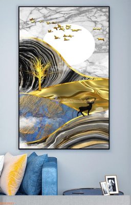 File tranh File tranh hiện đại pha lê gương KF92801 (bản gốc) treo quán cafe