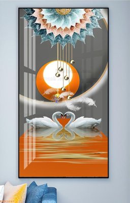 File gốc File tranh hiện đại pha lê gương KF92847 (in lụa) tranh mã đáo