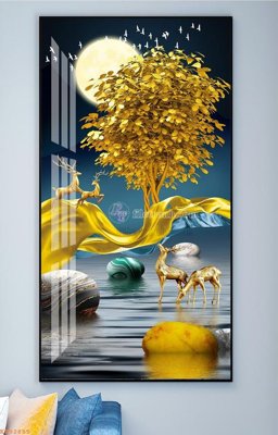 File gốc File tranh hiện đại pha lê gương KF92885 (in lụa) tranh thuận buồm