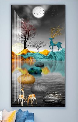 File in trần File tranh hiện đại pha lê gương KF92894 (bản gốc 3D) sống động