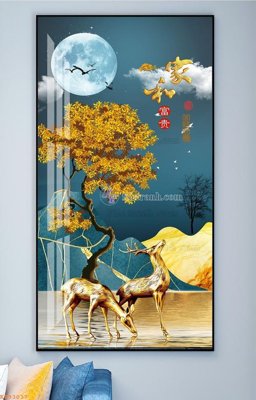 Ảnh gốc file in lụa File tranh hiện đại pha lê gương KF93037 chi tiết