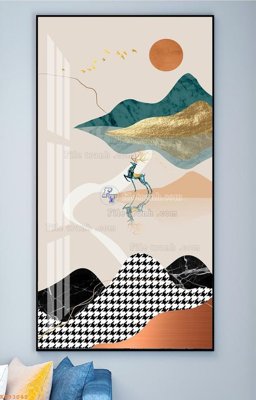 File gốc File tranh hiện đại pha lê gương KF93042 (in lụa) họa tiết 3D