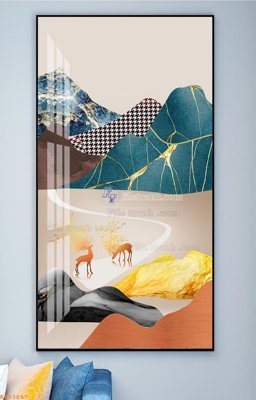 File tranh File tranh hiện đại pha lê gương KF93047 (gốc) phong cách tối giản