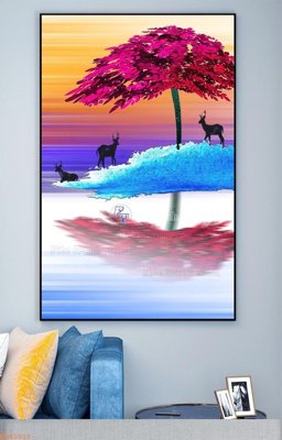 File in trần File tranh hiện đại pha lê gương KF93313 (bản gốc) hoa văn