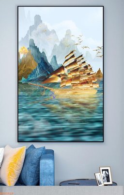 File in mica File tranh hiện đại pha lê gương KF93529 (bản gốc) làm vách ngăn