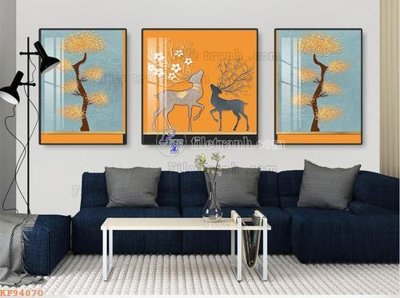 File in lụa File tranh hiện đại pha lê gương KF94070 (tân cổ điển) File tranh hiện đại pha lê gương KF94070