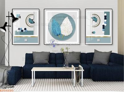 Download file gốc File tranh hiện đại pha lê gương KF94080 (in lụa) hoa lá