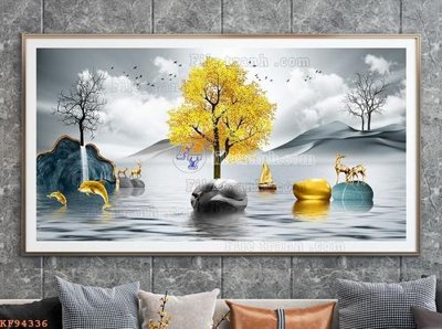 File tranh File tranh hiện đại pha lê gương KF94336 (gốc) chủ đề thiên nhiên