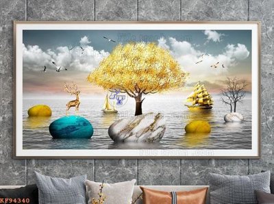 File PSD File tranh hiện đại pha lê gương KF94340 (bản gốc) dễ dàng edit