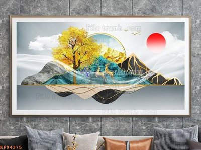 File gốc File tranh hiện đại pha lê gương KF94375 (cho in ấn) độc quyền