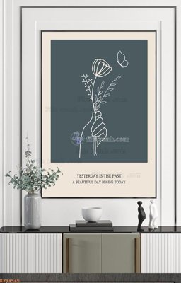 File in mica File tranh hiện đại pha lê gương KF94545 (bản gốc) làm vách ngăn