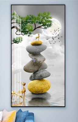 File in ấn File tranh hiện đại pha lê gương KF94612 chuyên nghiệp