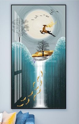 File tranh File tranh hiện đại pha lê gương KF94613 (file gốc) chủ đề phong thủy