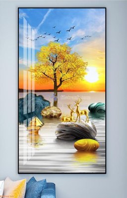 File in trần File tranh hiện đại pha lê gương KF94645 (file gốc) chủ đề vũ trụ